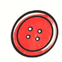 Bouton à coudre rouge avec 4 trous