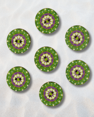 7 boutons en bois verts