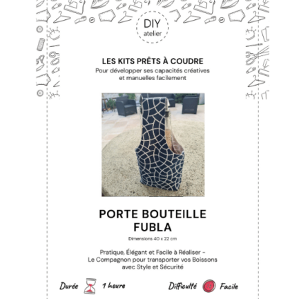 Etiquette de la box du kit de couture PORTE BOUTEILLES de DIY Atelier