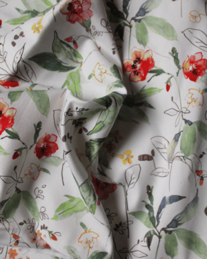 tissu coton blanc motif fleuri délicat pastel
