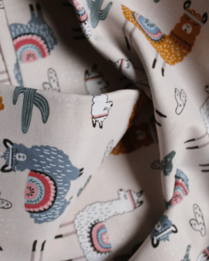 tissu coton motif lamas pour enfant