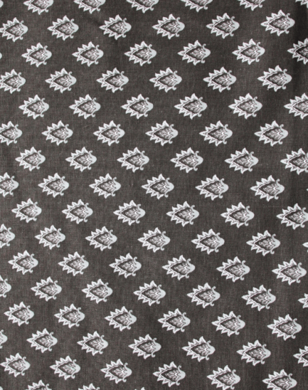 Tissu noir motifs délicats blancs forme olive