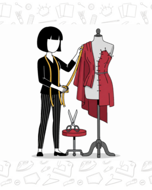 couturière avec outils de couture