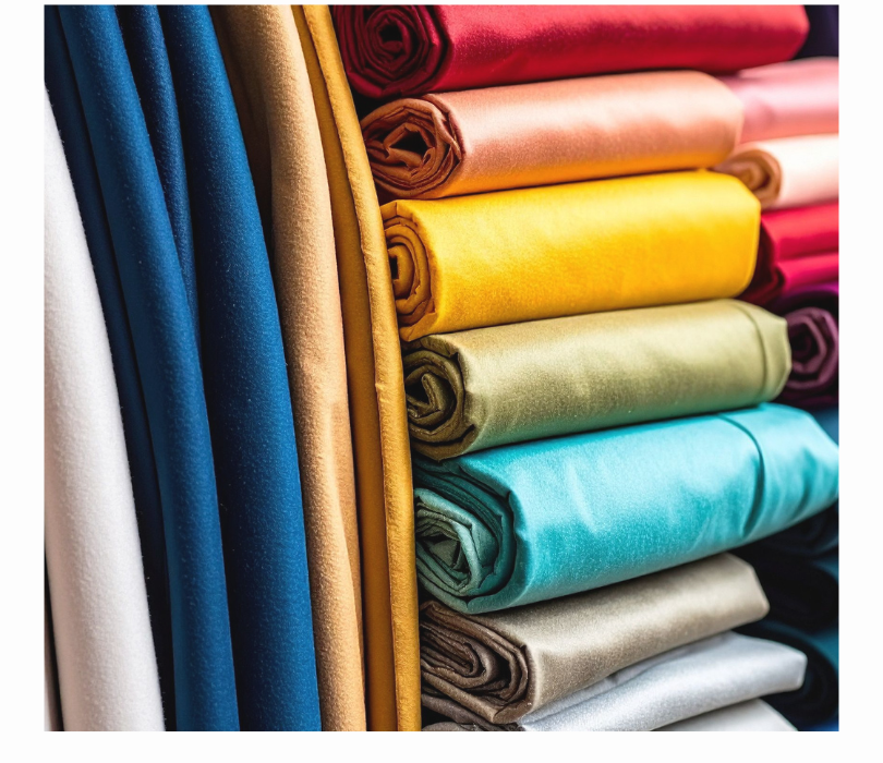 Tissus multicolores sur étagères
