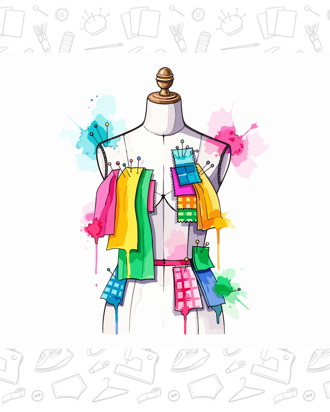 Mannequin couture recouvert de tissus de toutes les couleurs