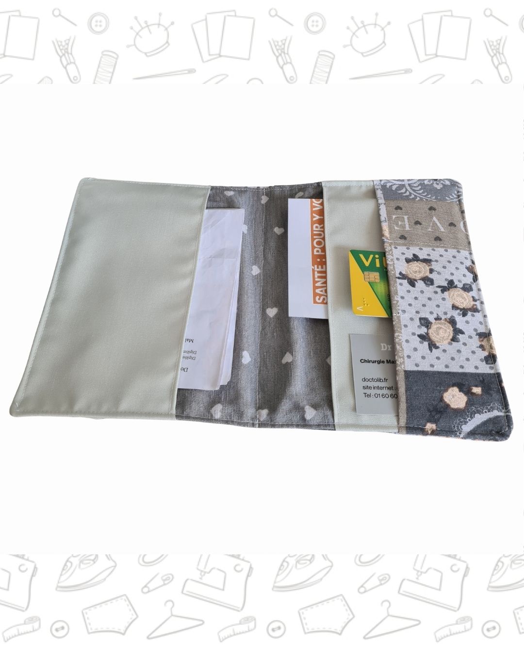 Porte-documents en tissu cousu avec ses compartiments, patron PDF DIYAtelier